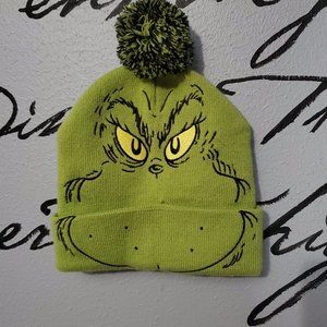 Grinch Face Marled Knit Beanie with Pom, Unisex